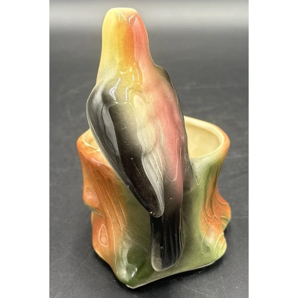 Lot of 5 Vtg Bird Figurine Planters Vases With Fully Painted Beaks